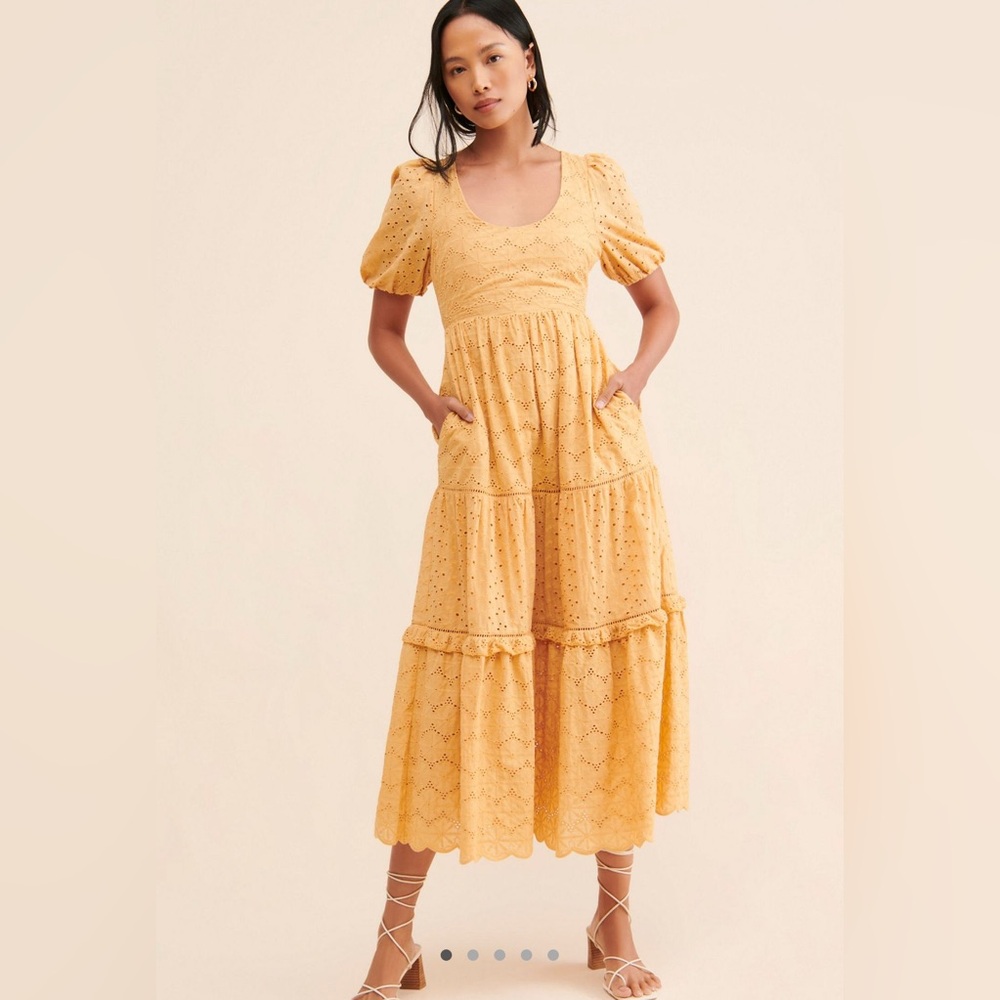 Harni Yellow Eyelet Maxi Dress
